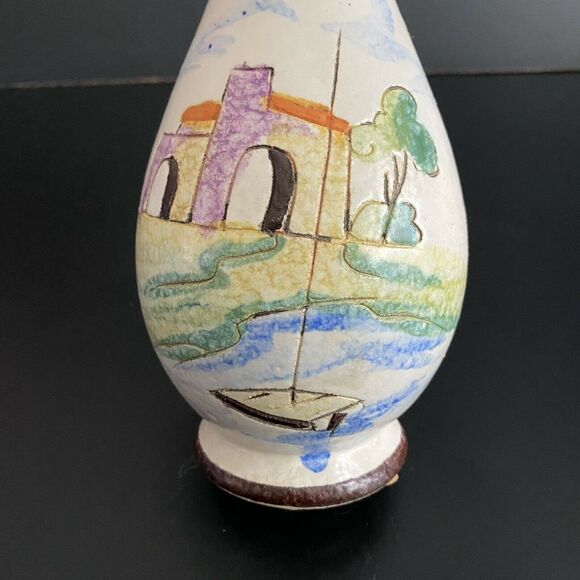 Vintage Bay Keramik West Germany Form 534/18 Villa Boat Scene Vase 1960s/1970s - Picture 9 of 10